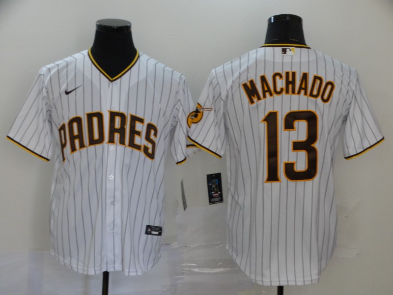 Men's San Diego Padres Majestic White #13 Manny Machado Stitched MLB Jersey Men's San Diego Padres Majestic White #13 Manny Machado Stitched MLB Jersey